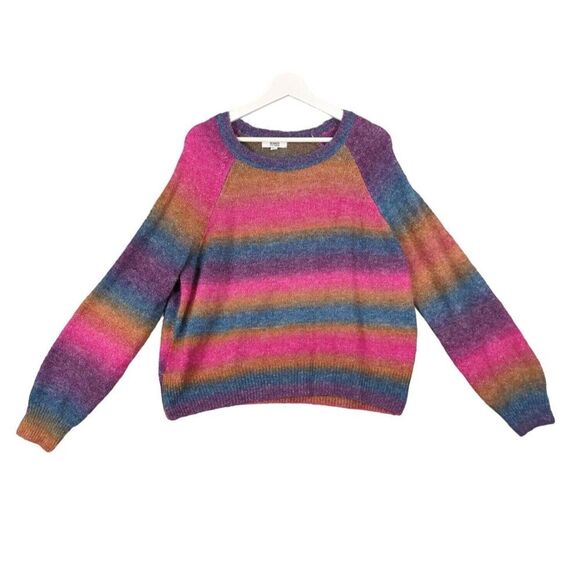 BB DAKOTA Rainbow‎ Ombre Sweater Womens SZ XXL Crewneck Wool Blend Soft Stretchy - Picture 1 of 9